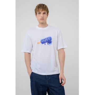 Tricou de bumbac cu imprimeu logo Noglasy - Alb optic