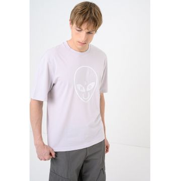 Tricou de bumbac cu imprimeu Nalien - Lila