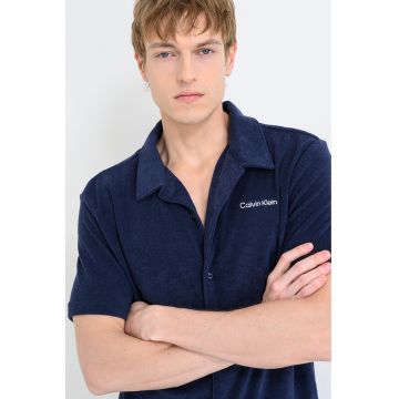 Tricou de plaja cu nasturi - Bleumarin