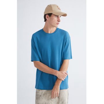 Tricou lejer cu model uni - Albastru