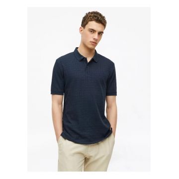 Tricou polo barbati din amestec de bumbac - Regular fit - Bleumarin inchis -