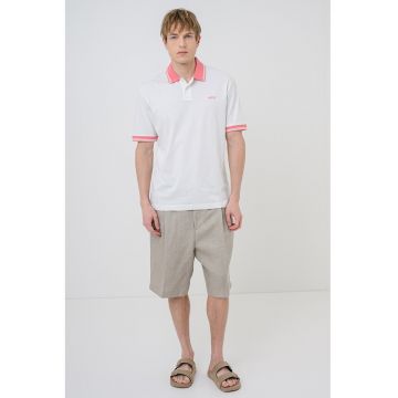 Tricou polo Blocks - Roz deschis/Alb optic