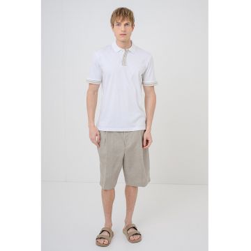 Tricou polo cu detalii contrastante Parlay - Alb optic