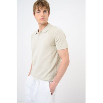 Tricou polo cu detalii striate Momentum Lite - Bej sampanie