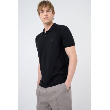 Tricou polo cu detalii striate Momentum Lite - Negru