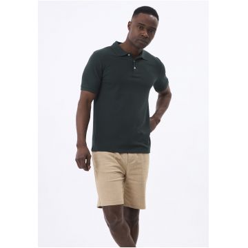 Tricou polo cu fenta cu nasturi - Verde englez