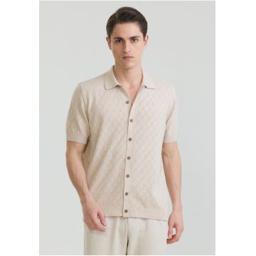 Tricou polo cu nasturi - Bej