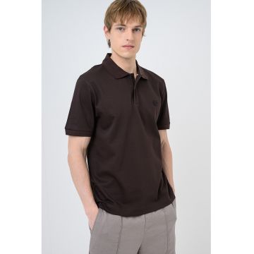 Tricou polo de bumbac Parris - Maro inchis