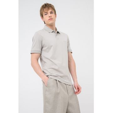 Tricou polo regular-fit cu logo brodat - Grej