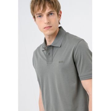 Tricou polo regular-fit cu logo brodat - Verde stins
