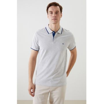 Tricou polo slim fit - Gri deschis melange