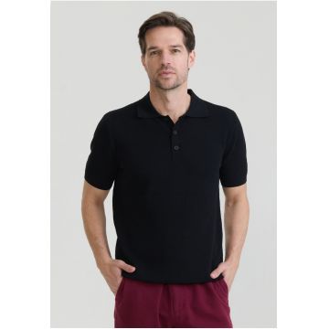 Tricou polo tricotat - Negru