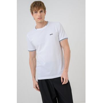 Tricou regular fit cu decolteu la baza gatului Taul - Alb murdar