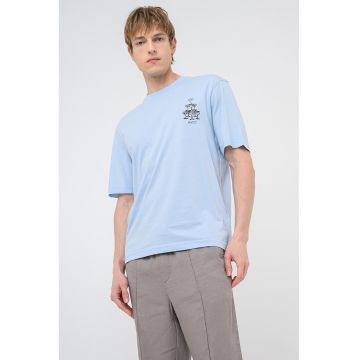Tricou regular fit cu imprimeu Nucavo - Albastru pastel
