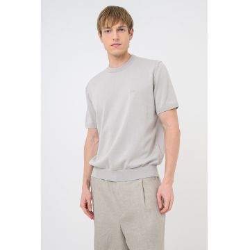 Tricou tricotat cu logo discret Kanako - Gri deschis