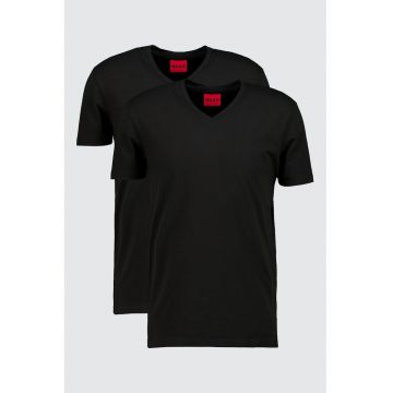 Tricou uni cu decolteu in V - Negru