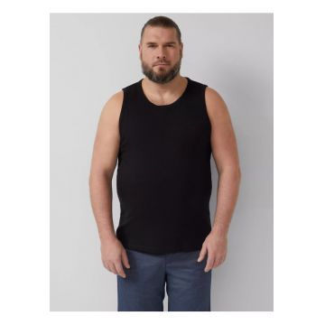 Big Sizes Tricou fara maneca barbati big sizes - din jerseu de bumbac - Regular fit - Negru