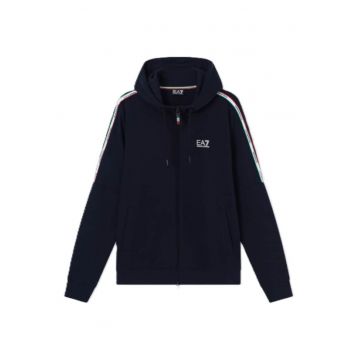 Bluza cu fermoar barbati TRAIN ITALIAN SPIRIT M HOODIE FZ COPL -  Bumbac - Albastru - Albastru
