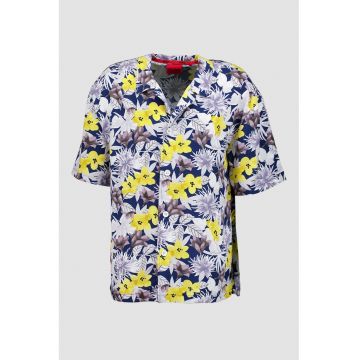 Camasa relaxed-fit cu model floral - Galben/Lila/Bleumarin