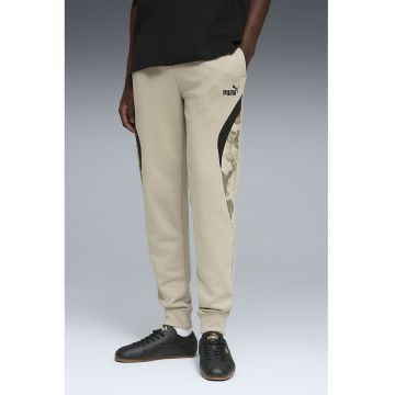 Pantaloni de trening din amestec de bumbac cu logo - Bej