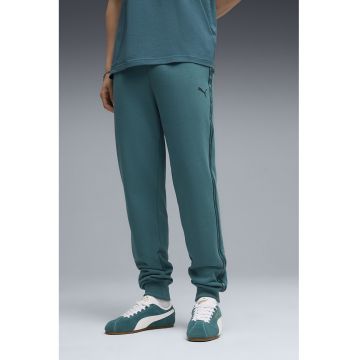Pantaloni de trening relaxed fit cu benzi laterale logo - Verde persan