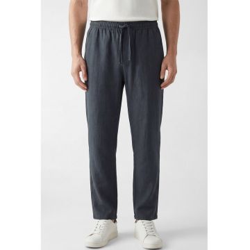 Pantaloni din bumbac cu talie ajustabila - Albastru petrol