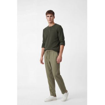 Pantaloni din bumbac cu talie ajustabila - Kaki