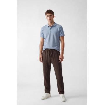 Pantaloni din bumbac cu talie ajustabila - Maro
