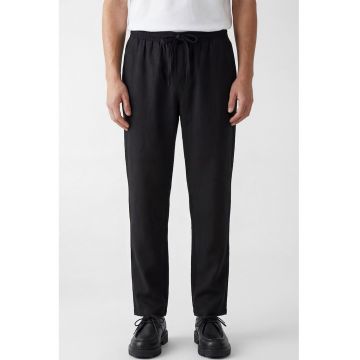 Pantaloni din bumbac cu talie ajustabila - Negru