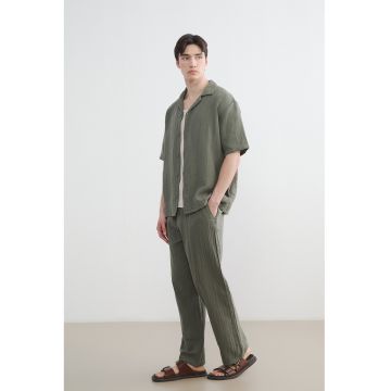 Pantaloni relaxed-fit din bumbac cu snururi - Kaki