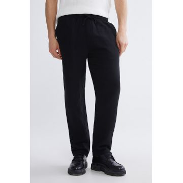 Pantaloni relaxed-fit din bumbac cu snururi - Negru