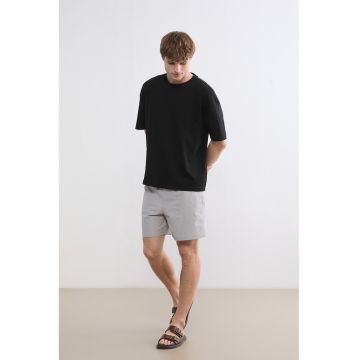 Pantaloni scurti de baie cu buzunare laterale si snur - Gri deschis