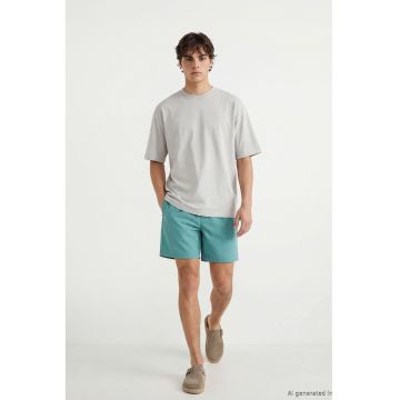 Pantaloni scurti de baie cu buzunare oblice - Turcoaz