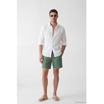 Pantaloni scurti de baie cu buzunare oblice - Verde feriga
