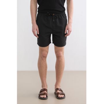 Pantaloni scurti de baie uni cu snur - Negru