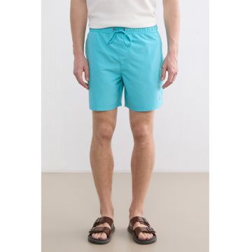 Pantaloni scurti de baie uni cu snur - Turcoaz inchis