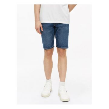 Pantaloni scurti de blug barbati - din bumbac - cu talie medie - Regular fit - Albastru -
