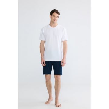 Pantaloni scurti de casa cu snur de ajustare - Bleumarin