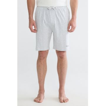 Pantaloni scurti de casa cu snur de ajustare - Gri deschis melange
