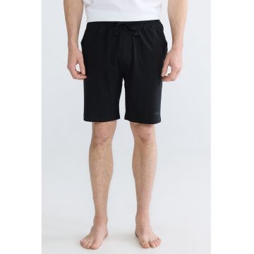 Pantaloni scurti de casa cu snur de ajustare - Negru