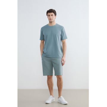 Pantaloni scurti de trening cu buzunare - Verde aquamarin