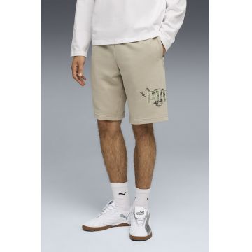 Pantaloni scurti din amestec de bumbac cu logo - Kaki - Maro nisip - Kaki inchis -