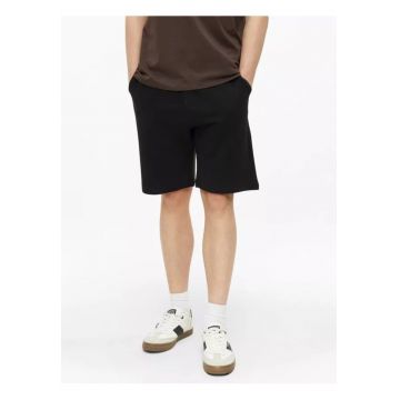 Pantaloni scurti sport - barbati - din bumbac - cu talie medie - Relaxed fit - Detroit - Negru - Negru