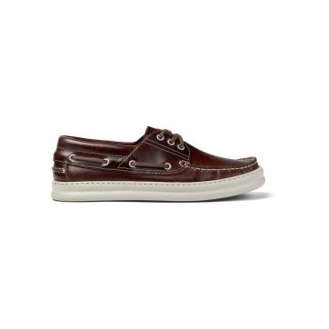 Pantofi boat de piele Runner Four - Maro