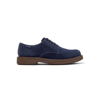 Pantofi de piele intoarsa cu sireturi Norman - Albastru