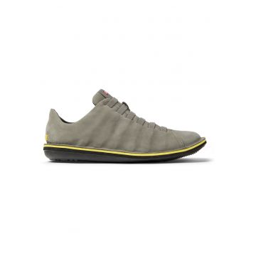 Pantofi de piele nabuc cu sireturi elastice Beetle - Gri