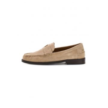 Pantofi loafer din piele intoarsa - Bej inchis