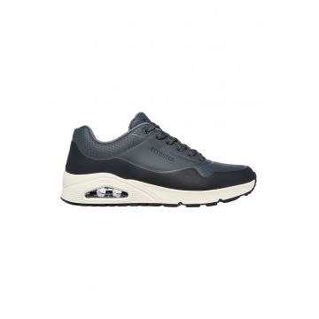 Pantofi sport de piele ecologica cu segmente perforate Uno-Timeline - Gri carbune