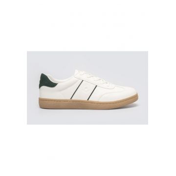 Pantofi sport din piele ecologica cu detalii contrastante - Alb