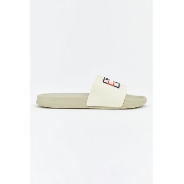 Papuci cu imprimeu text Steps - Verde pal/Alb murdar/Bleumarin